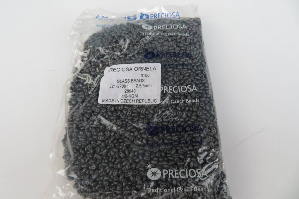 363☆未使用 チェコビーズ プレシオサ 2.5/5mm ツインビーズ グレー 500g BEADS拍卖