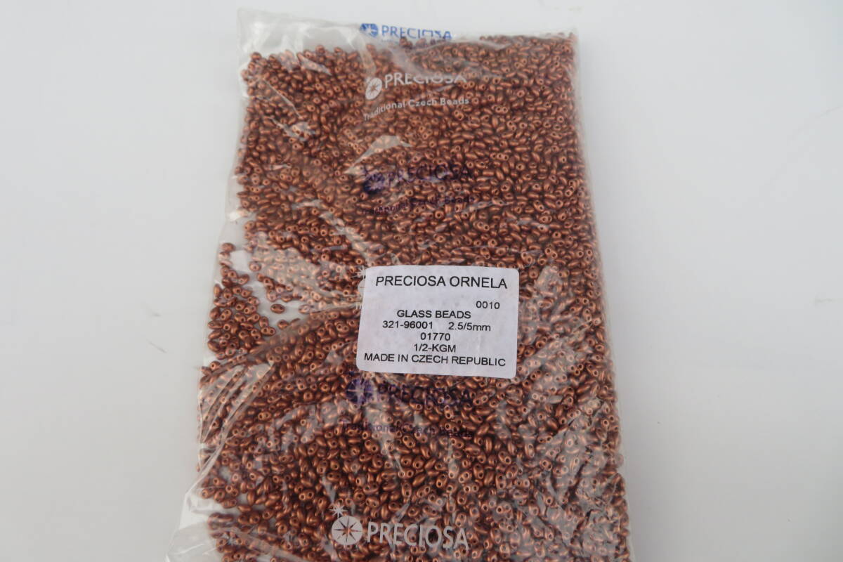 364☆未使用 チェコビーズ プレシオサ 2.5/5mm ツインビーズ ブロンズ系 500g BEADS拍卖