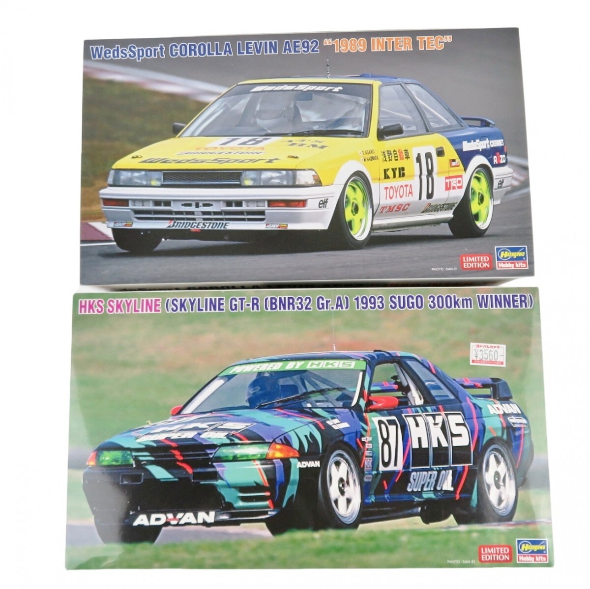 まとめ 2点 ハセガワ ウェッズスポーツ カローラレビン AE92 HKS スカイラインGT-R (BNR32 Gr.A仕様) プラモデル 説明書・外箱付 1102-067拍卖