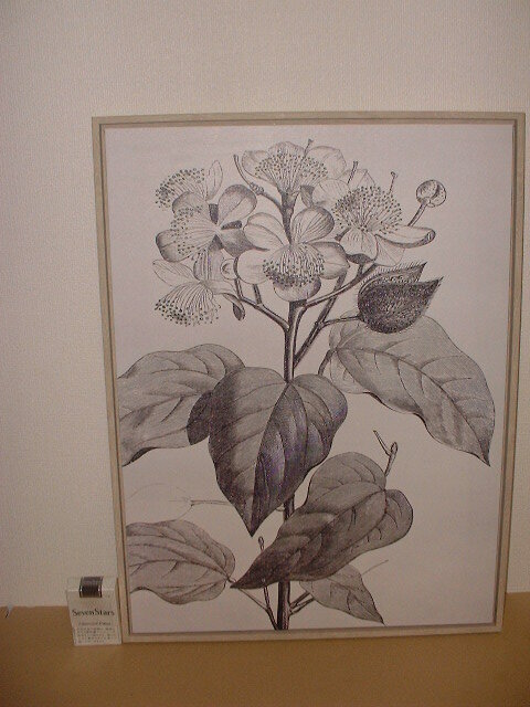 墨絵のような花の絵 額装 パネル  インテリア 壁掛け 絵画 エッチング リトグラフ 版画拍卖