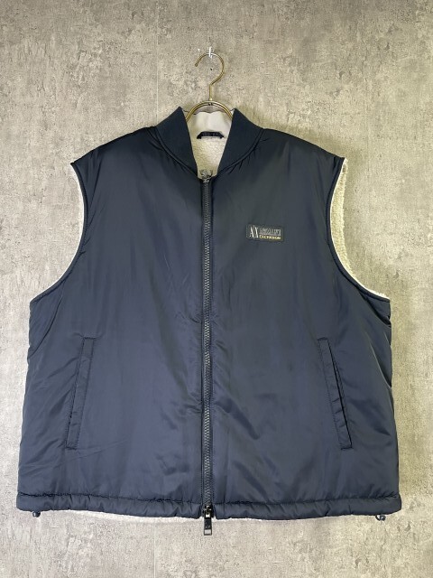 ARMANI EXCHANGE アルマーニエクスチェンジ ベスト ボアフリース ドローコード ネイビー L 23AW 33917310#4拍卖