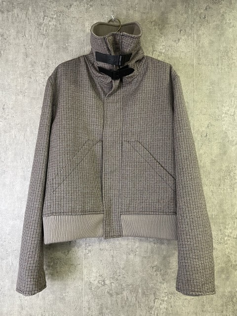 EMPORIO ARMANI エンポリオアルマーニ ブルゾン ウール ジャケット ハイネック ベルト 千鳥柄 ブラウン 50 23AW 33917303#2拍卖
