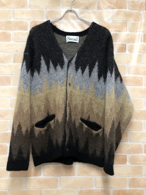 J.S.Homestead JSホームステッド ×Stead モヘアミックスジグザグカーディガン 24080470184030 ブラック×グレー×ブラウン M 111422144#4拍卖