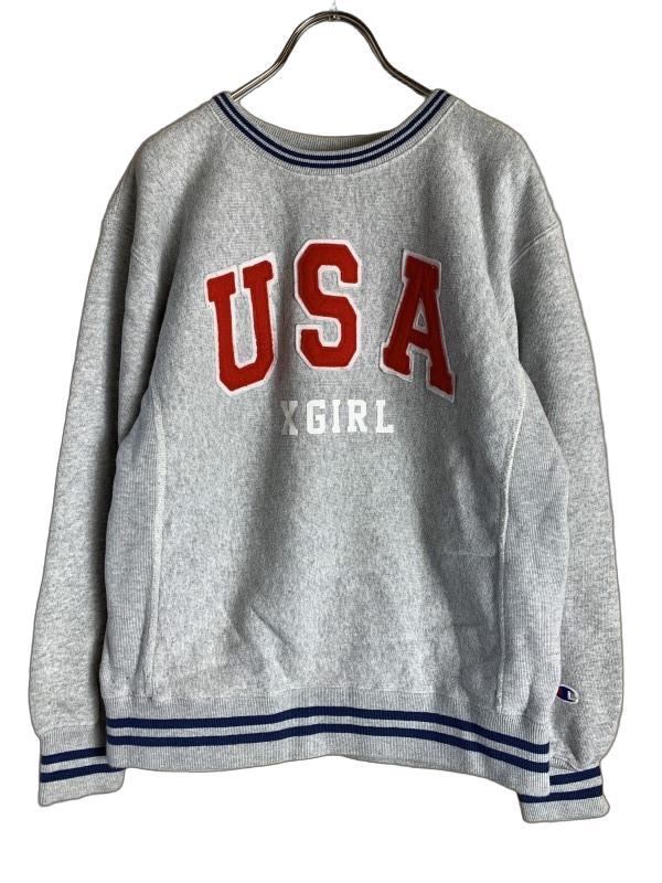 Champion × X-girl チャンピオン×エックスガール スウェット REVERSE WEAVE ロゴ グレー M 44849067#拍卖