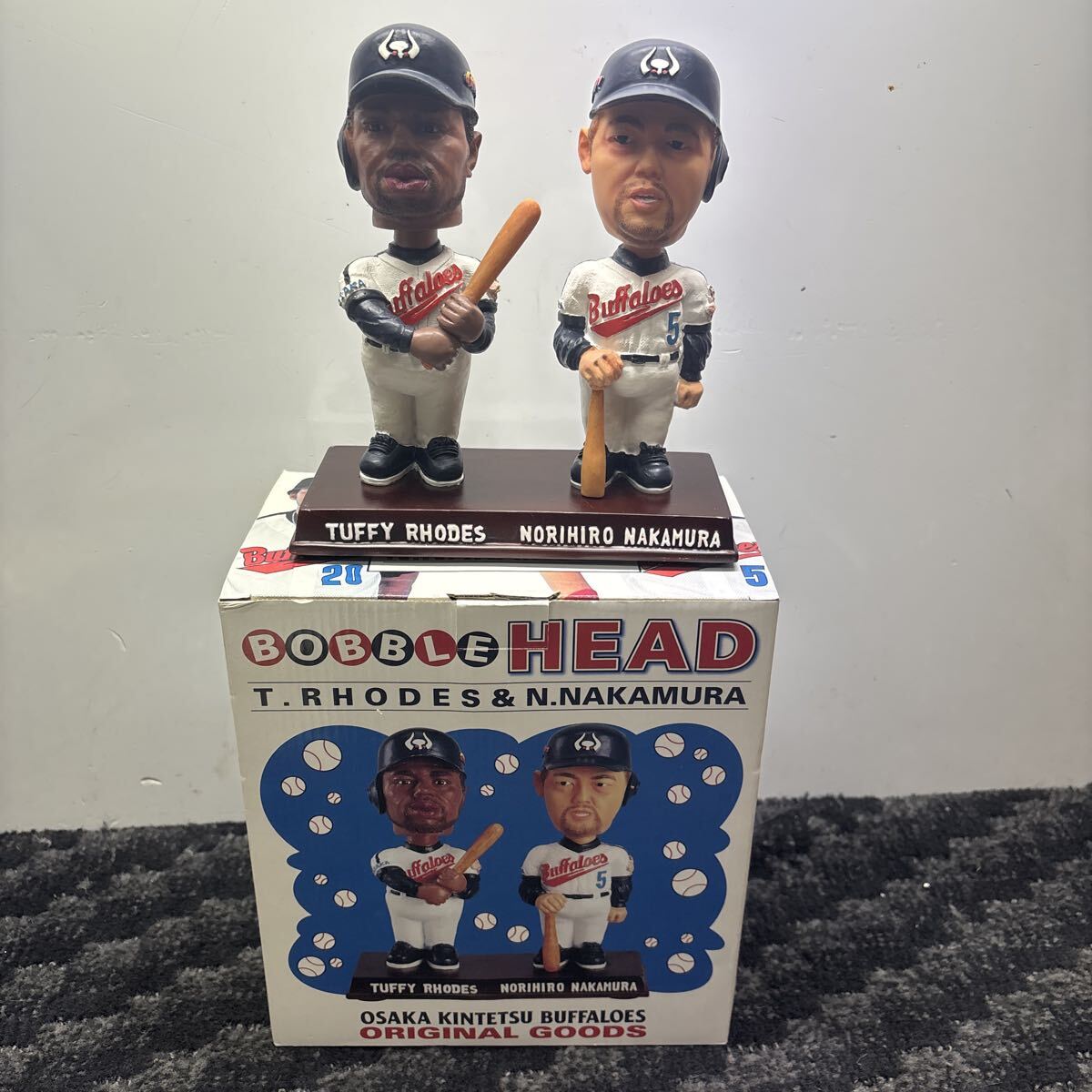 SF222 ボブルヘッド フィギュア 近鉄バファローズ タフィ・ローズ 中村紀洋 2001年優勝記念 BOBBLE HEAD ローズ 中村 首振り人形拍卖