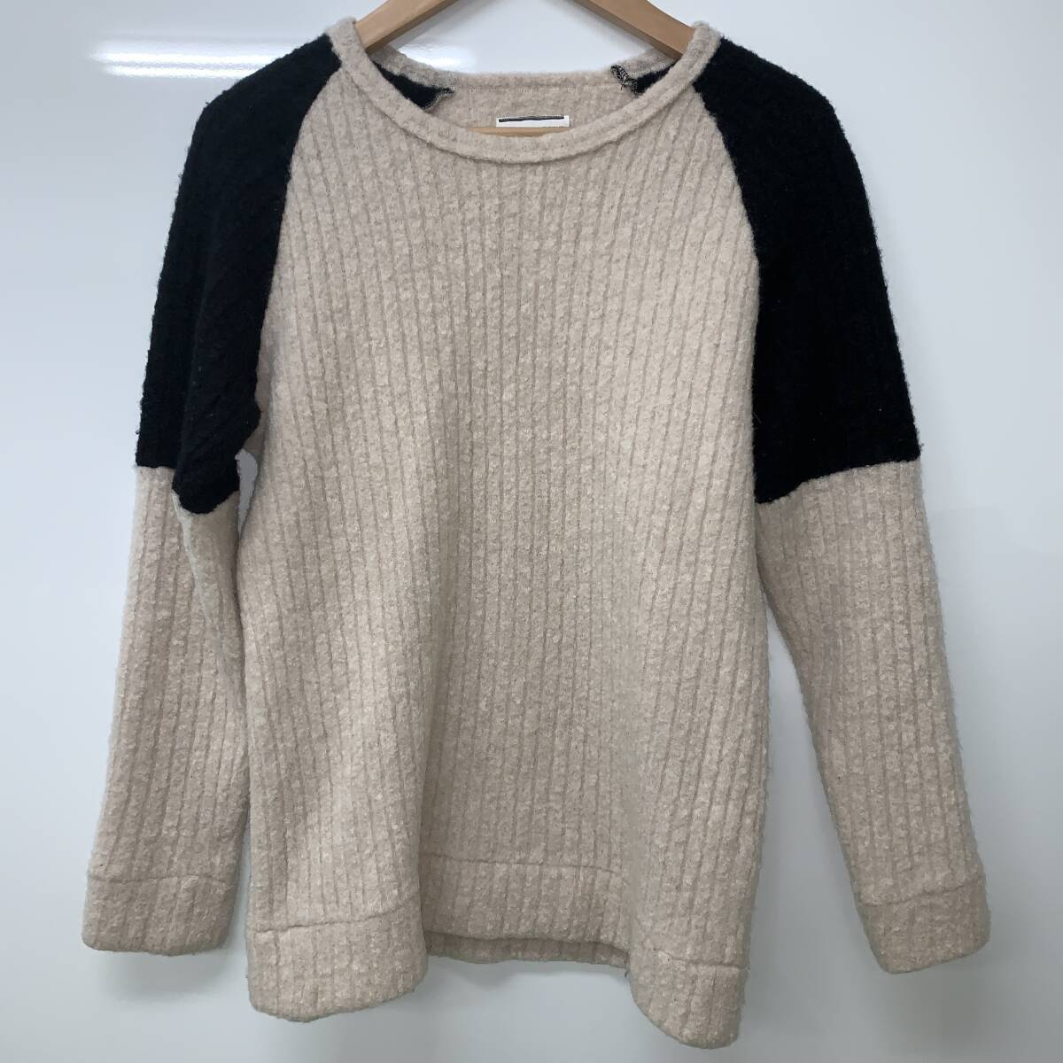 SHAREEF セーター ニット バイカラー クルーネック プルオーバー 日本製 シャリーフ サイズ1拍卖