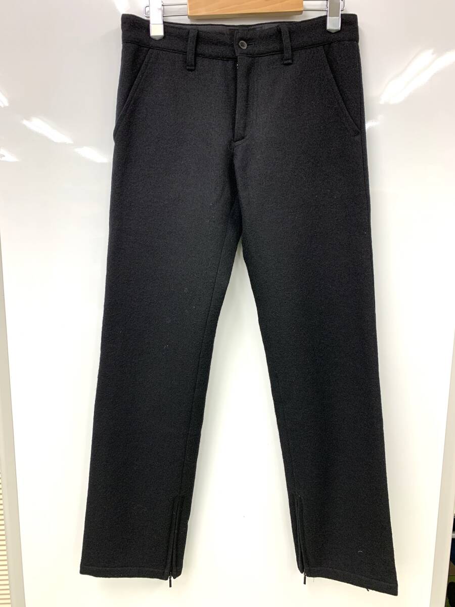 glamb ウールパンツ ブラック ストレート ウール グラム サイズ2 メンズ モード スリットジップ拍卖
