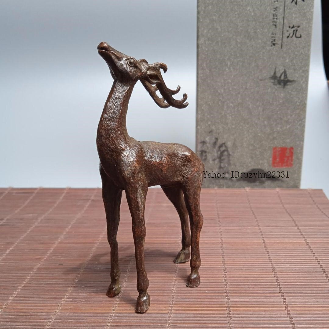 銅 細工 茶道具 置物 鹿 銅製 美術品拍卖