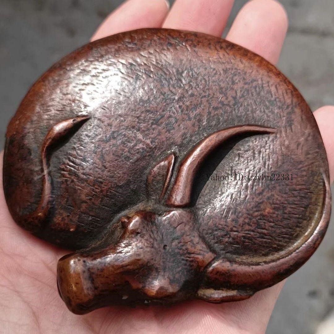 銅細工 茶道具 牛は中国の縁起物 置物 文鎮 水牛 銅製拍卖