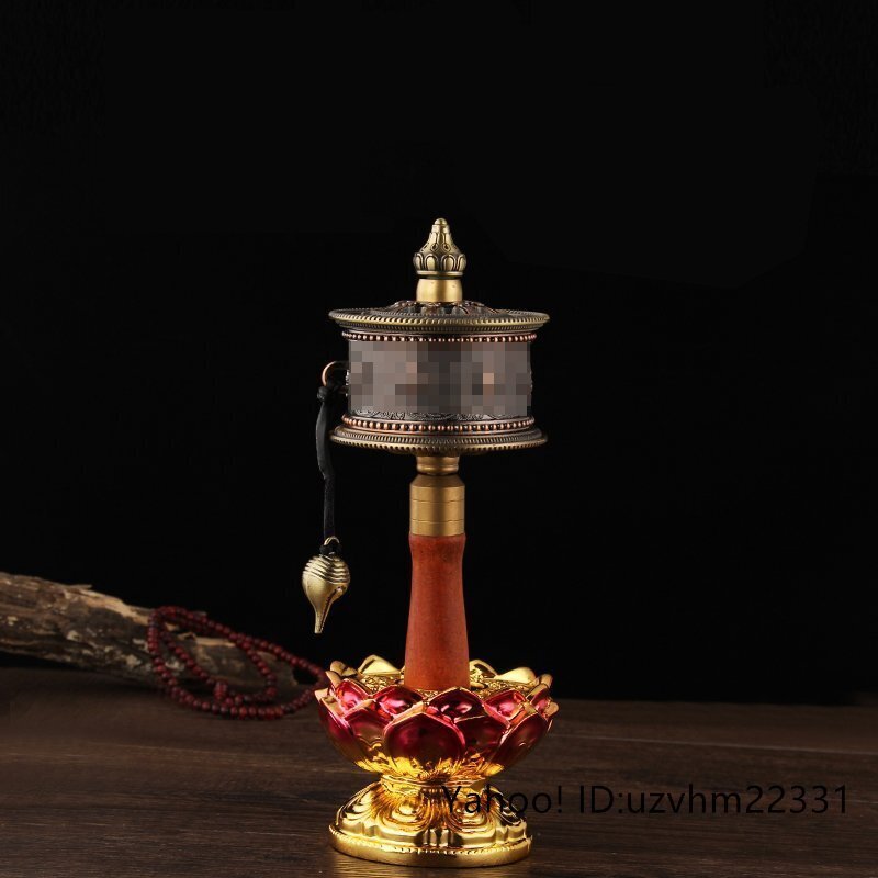 チベット 密教 金属転経輪 内に経文あり 八字真言 蔵式 供仏細工 護符 開運 風水 お守り 厄除け 中国美術 装飾 置物 賞物拍卖