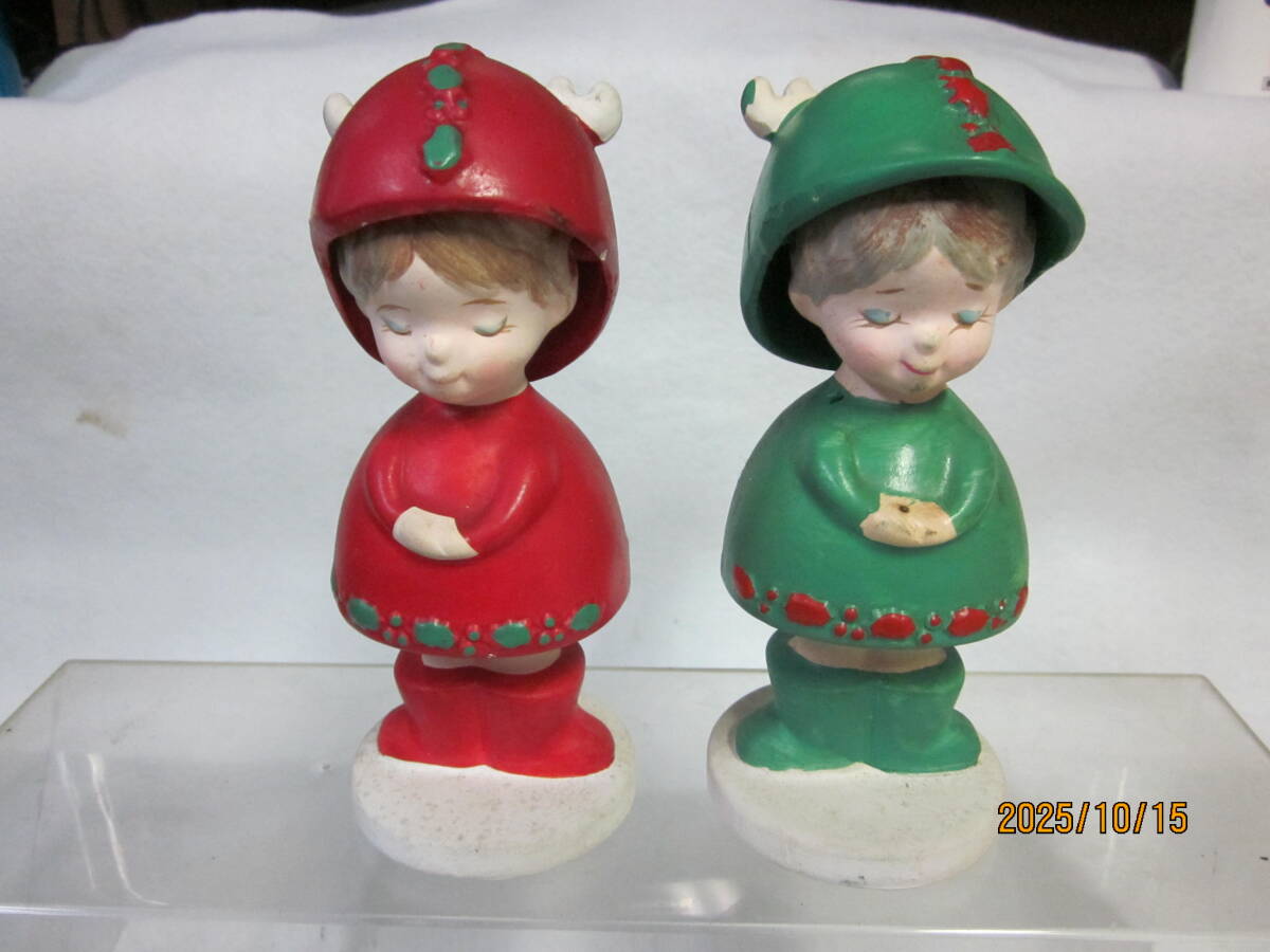 ★ 非売品 ★ 高島屋 ローズちゃん ダブルフェイス赤&緑2体セット ★  人形 陶器製 置物 C2 1960年代 当時物 昭和レトロ拍卖