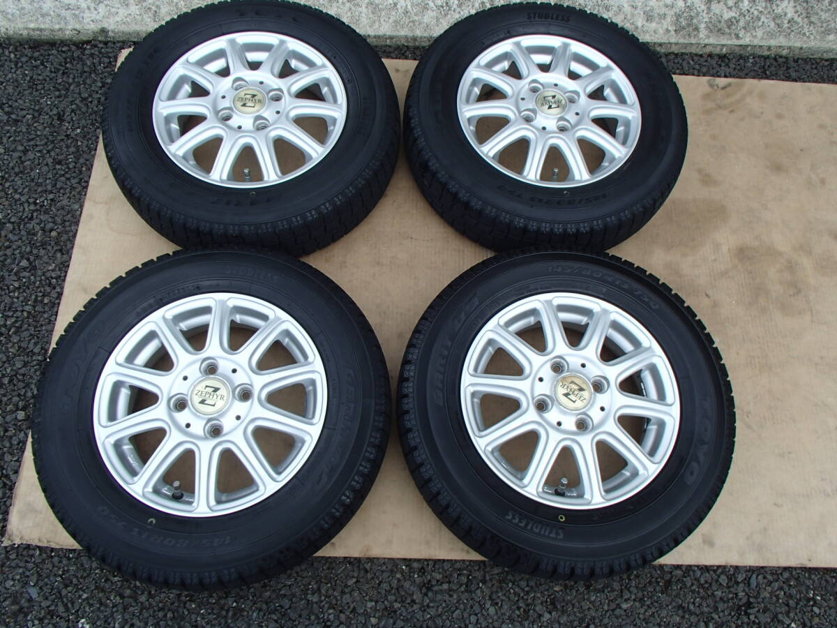 R29 ZEPHYR 13インチ アルミホイール + 145/80R13 スタッドレス 4本 冬タイヤ スズキ ダイハツ 軽自動車 ワゴンR ムーブ タント ミラ拍卖