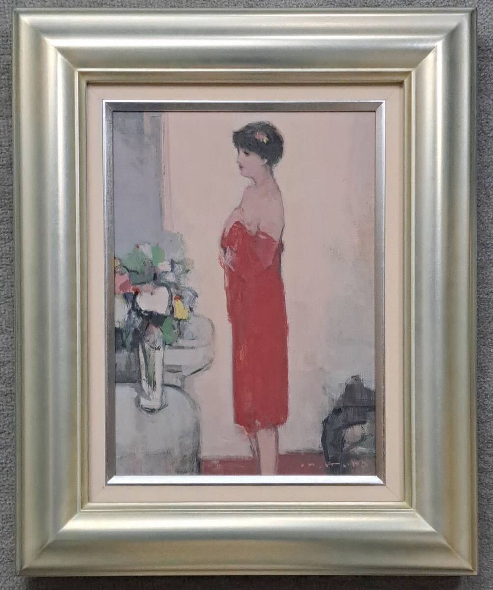 小林雅英 油彩 F4号「室内」 無所属 日動画廊取扱画家 昭和会展優秀賞 真作保証拍卖