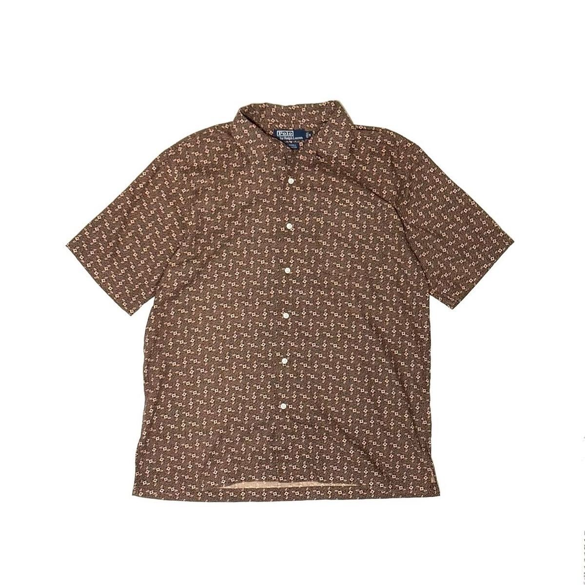 M ポロ ラルフローレン Caldwell 半袖シャツ ペイズリー柄 総柄 茶色 ブラウン アロハ ハワイアン ヴィンテージポロ Polo Ralph Lauren 拍卖
