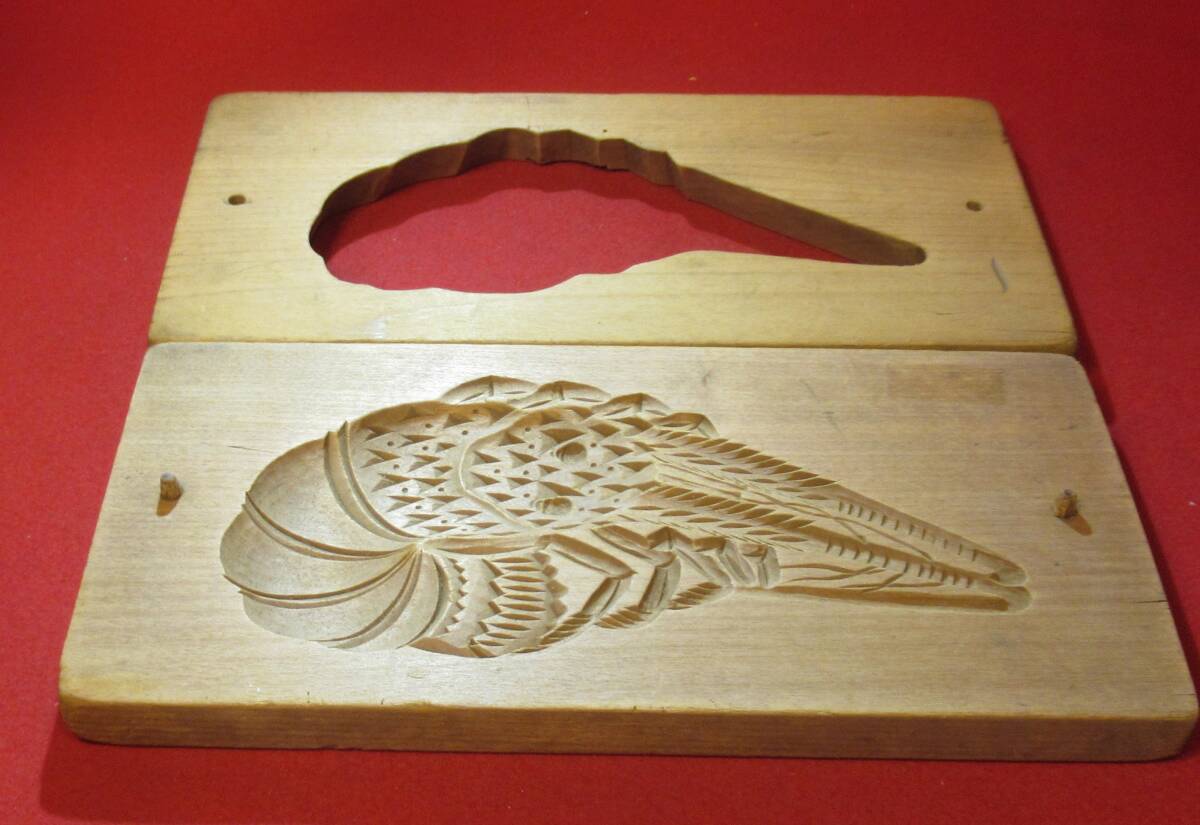 『古い木製菓子型「伊勢エビ」③細密26、5×12、2㎝)』和菓子 古道具 アンティーク 木彫 民芸 落雁 木型 民藝 古民具 日本料理 和食 弁当 拍卖