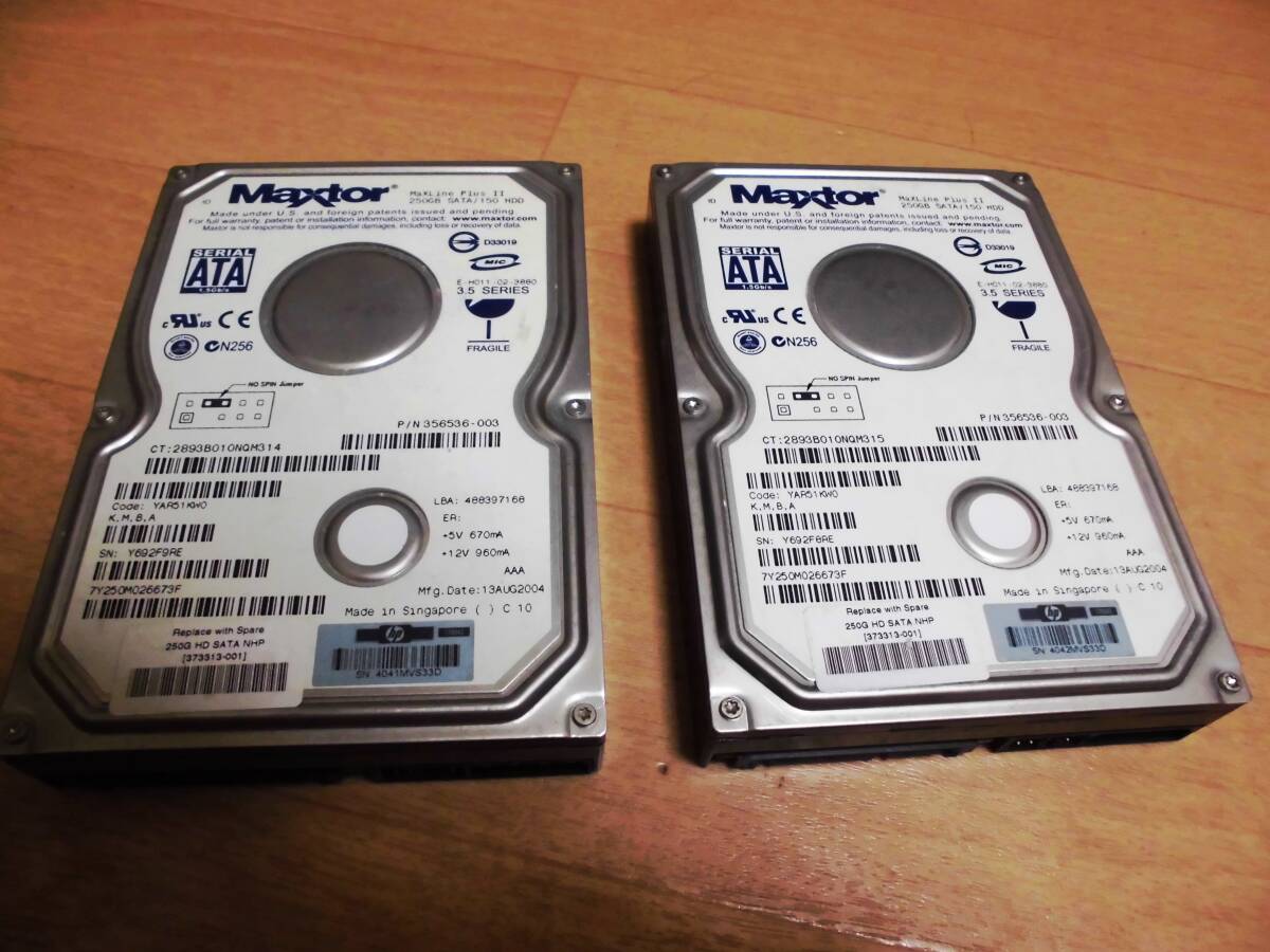 Maxtor MaXLine Plus II 250GB S-ATA HDD×2台 (2)拍卖
