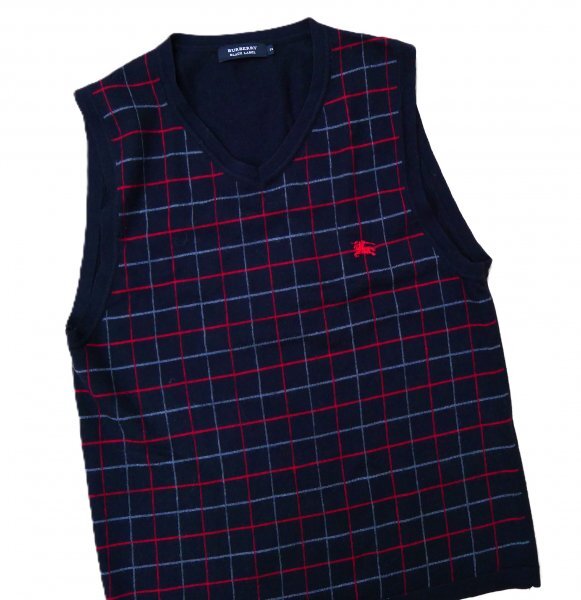 Burberry バーバリー ブラックレーベル ★ ベスト ★ ブラック・ホースマーク刺しゅう入り拍卖