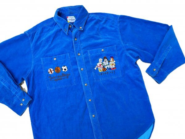 CASTELBAJAC カステルバジャック ★ コーディロイ素材・ブラウス・シャツ ★ ブルー・アップリケ・ロゴ刺しゅう入り拍卖