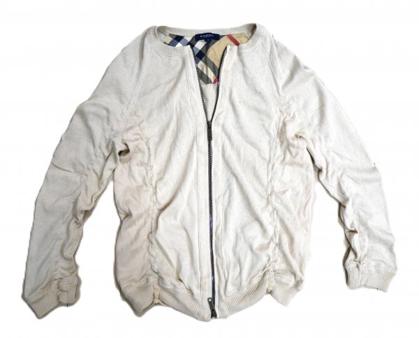 Burberry バーバリー ロンドン ★ ジップカーディガン ★ ベージュ・ホースマーク刺しゅう入り拍卖