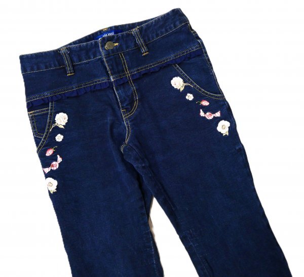 ピンクハウス PINK HOUSE ★ ジーンズ・ジーパン・デニム★ ネイビーブラック・刺しゅう・フリル付き拍卖