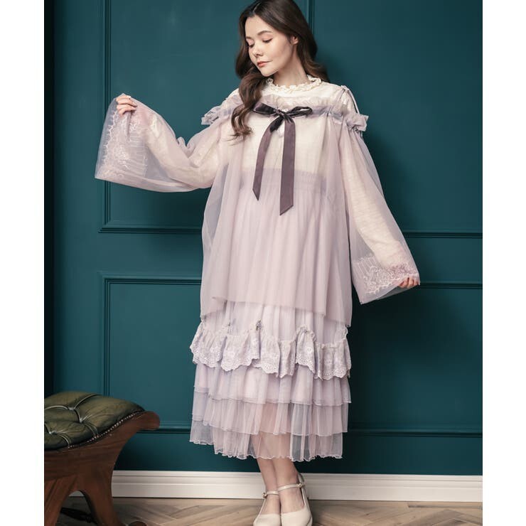 【送料無料・匿名配送】新品タグ付き axes femme アクシーズファム 4wayチュールチュニック ラベンダー フリーサイズ拍卖