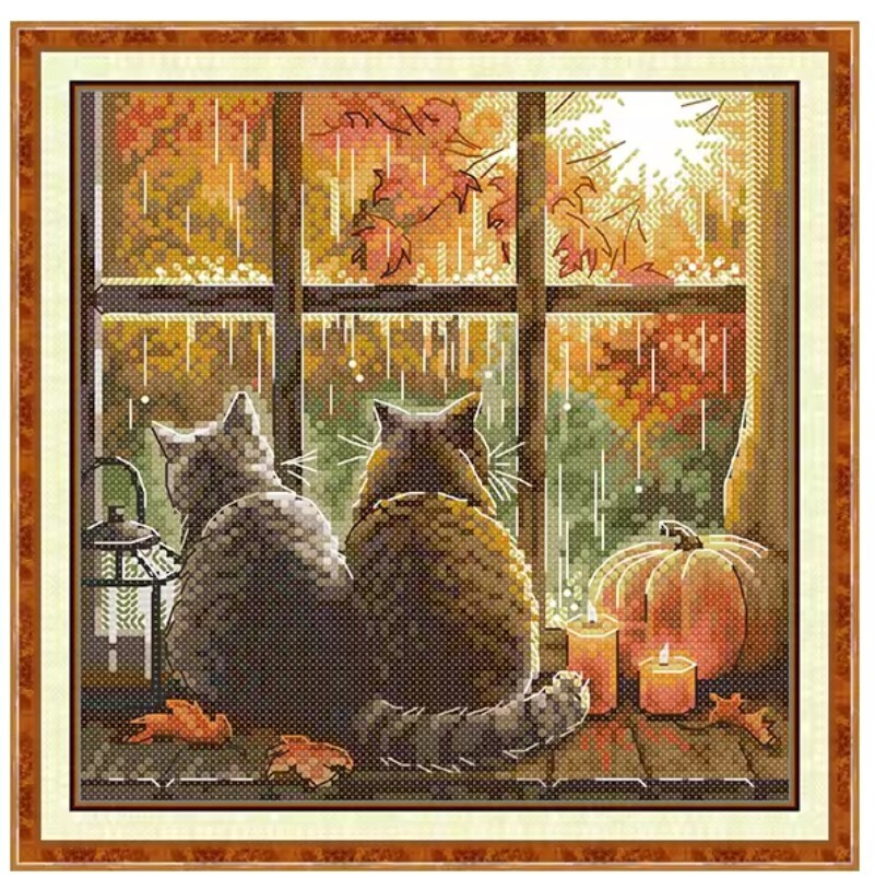 クロスステッチキット 秋に佇む猫 14CT 刺繍拍卖