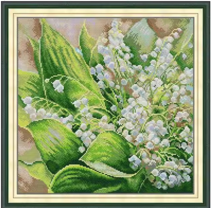 【送料無料・匿名配送】クロスステッチキット すずらん 14CT 布に図案印刷なし 37×37cm 刺繍拍卖