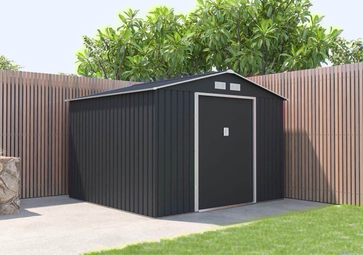 【新品・未使用】超特大 メタルシェッド 車庫 ガレージ 物置 収納庫 グレー拍卖