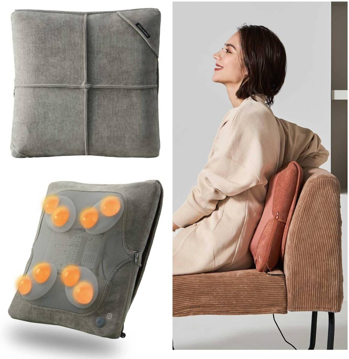 801748 アテックス ATEX ルルド プレミアム マッサージクッション 首 腰 肩 背中 ダブルもみ グレー AX-HC319gr 4948731025694拍卖