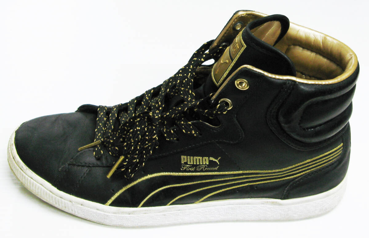 送料無料 PUMA FIRST ROUND HI CUT US9 BLACK/GOLD ARCHIVE SNEAKERS プーマ ァーストラウンド ハイカット 黒/金 27cm スニーカー拍卖