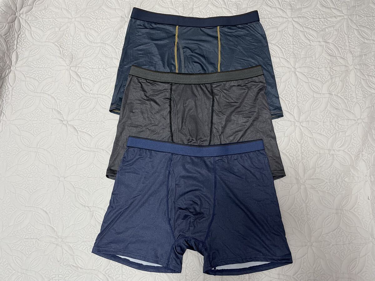 g●5L●新品●3枚組(3柄)●ボクサーブリーフ 前開き ストレッチ●青デニム・青デニム・黒デニム拍卖