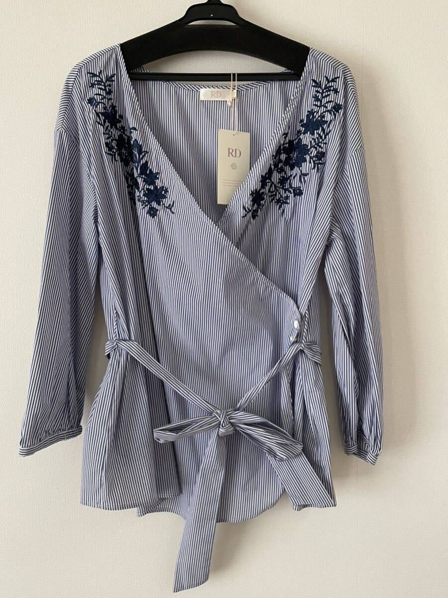 RD カシュクール ブラウス ストライプ 新品 タグ付き拍卖