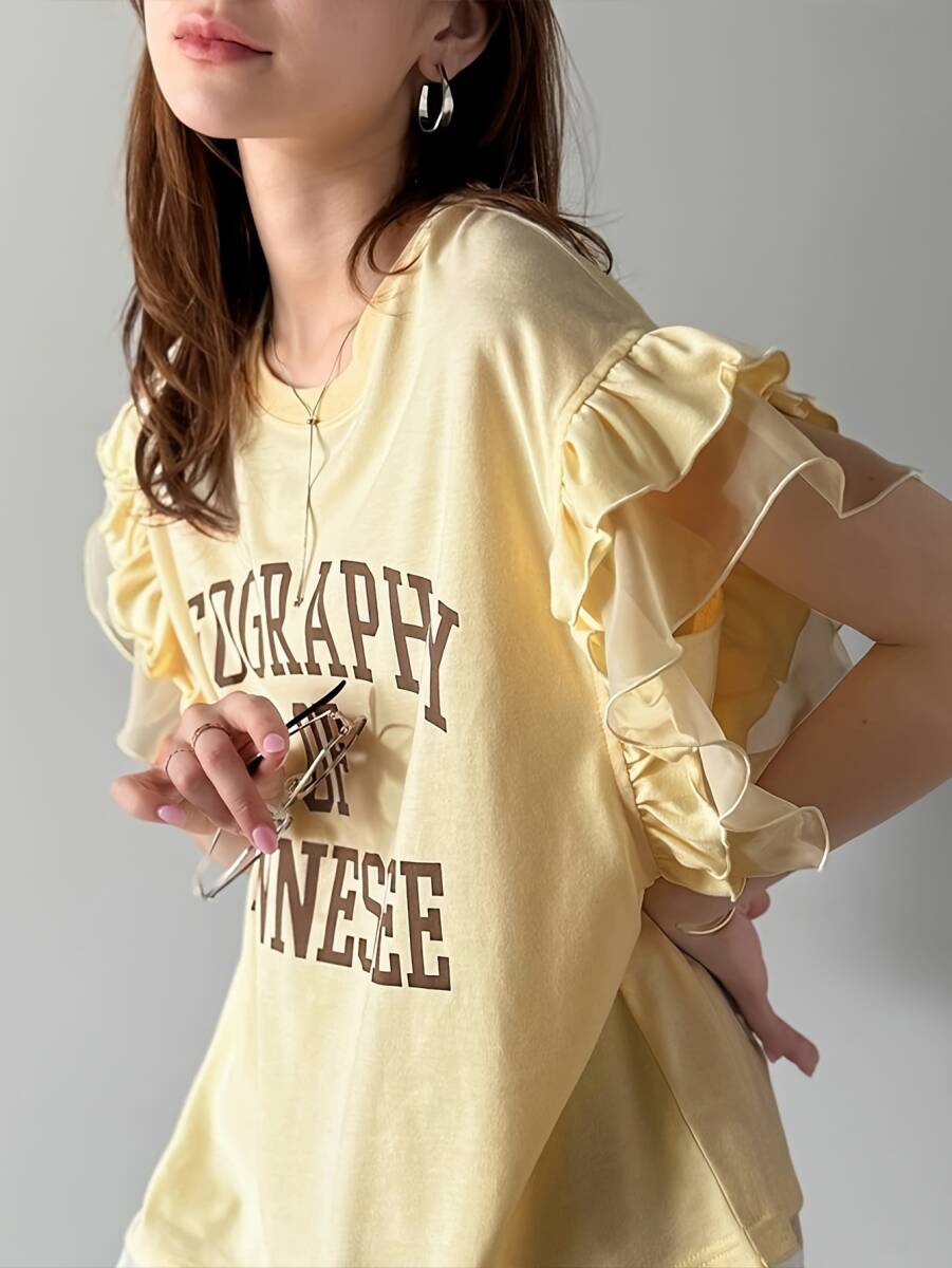 サイズ LL 2025年 レディース 新作 シンプルレターデザイン ラッフルエッジ 半袖拍卖