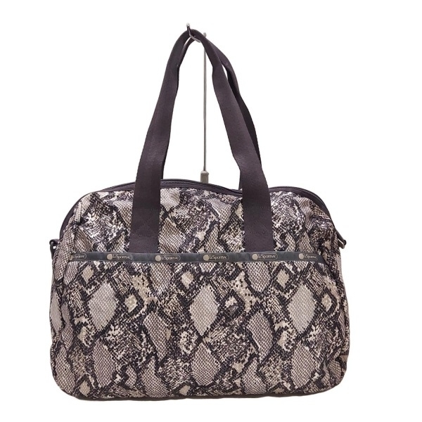 レスポートサック LESPORTSAC ショルダーバッグ - アイボリー×ライトグレー×ダークグレー パイソン柄/ミニボストン バッグ拍卖