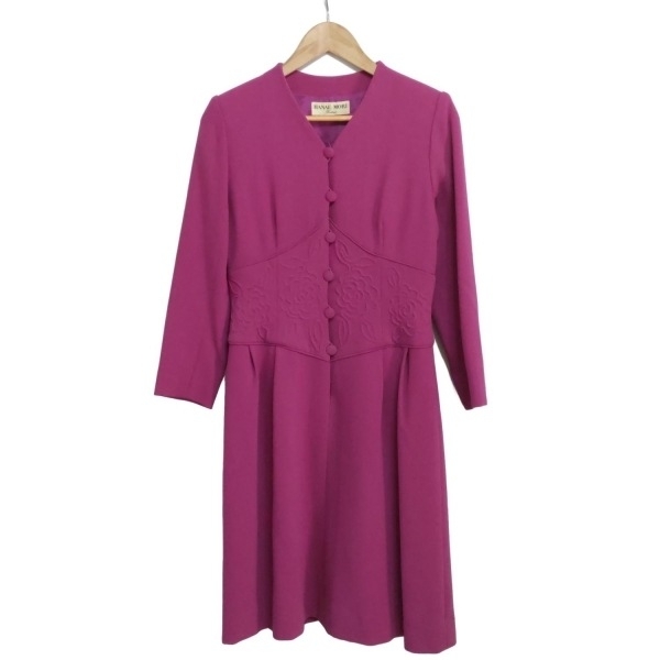 ハナエモリ HANAE MORI サイズ9A3 - ライトパープル レディース Vネック/長袖/ひざ丈 美品 ワンピース拍卖
