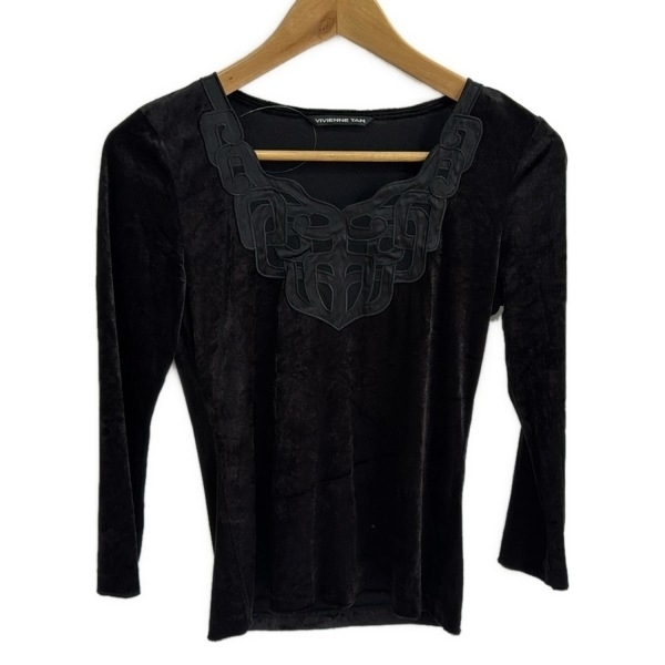 ヴィヴィアンタム VIVIENNE TAM 長袖カットソー サイズ0 XS - 黒 レディース Vネック/ベロア トップス拍卖