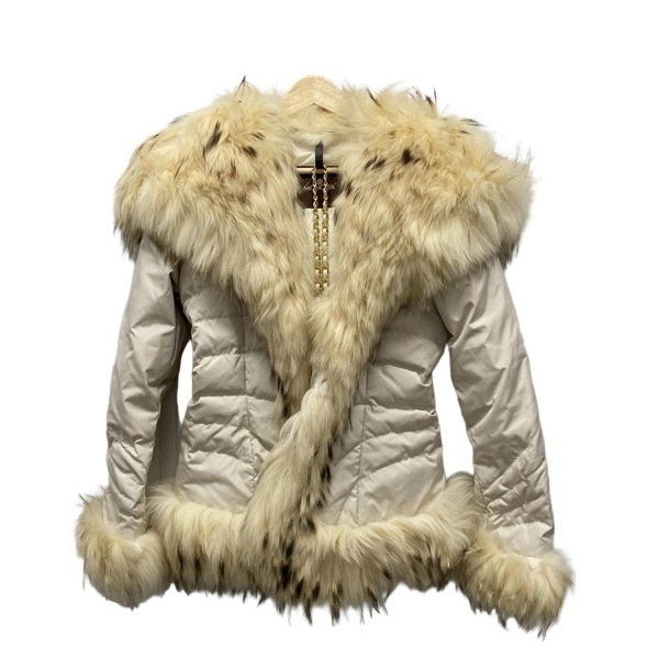 モンクレール MONCLER ダウンジャケット サイズ0 XS 45304/90/69839 SALINA ベージュ×アイボリー レディース 長袖/ファー/冬 美品拍卖