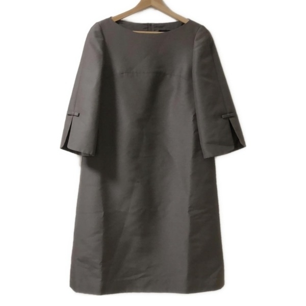 フォクシー FOXEY サイズ40 M 43229 - グレーベージュ レディース クルーネック/長袖/ひざ丈/リボン 美品 ワンピース拍卖