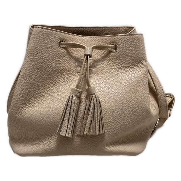 トリーバーチ TORY BURCH ショルダーバッグ - レザー ピンクベージュ 巾着型/タッセル/ストラップ着脱可 バッグ拍卖