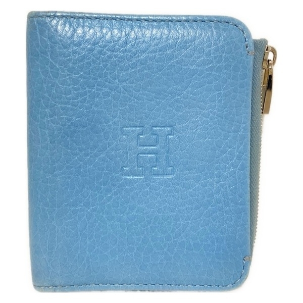 ヒロフ HIROFU 2つ折り財布/ミニ/コンパクト - レザー ライトブルー L字ファスナー 財布拍卖