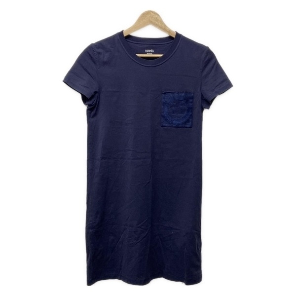 エルメス HERMES サイズ34 S 3E4509DL/36-7708 - ネイビー レディース 半袖/ミニ/2023SS/モザイク刺繍 ワンピース拍卖