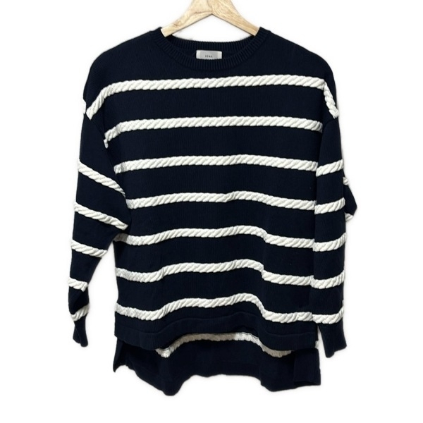 イエナ IENA 長袖セーター/ニット - ダークネイビー×白 レディース クルーネック/ボーダー 美品 トップス拍卖
