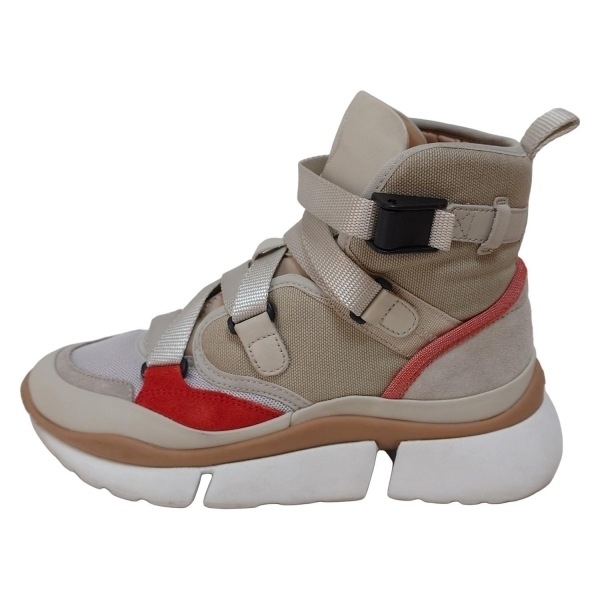 クロエ Chloe スニーカー - レザー グレー×オレンジ×マルチ レディース インソール取外し可/ハイカット 靴拍卖