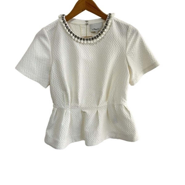 スリーワンフィリップリム 3.1 Phillip lim 半袖カットソー サイズ0 XS - アイボリー レディース クルーネック/ビジュー 美品 トップス拍卖
