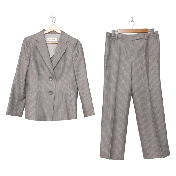 ピエールカルダン pierre cardin レディースパンツスーツ - ライトグレー レディース ストライプ/肩パッド レディーススーツ拍卖