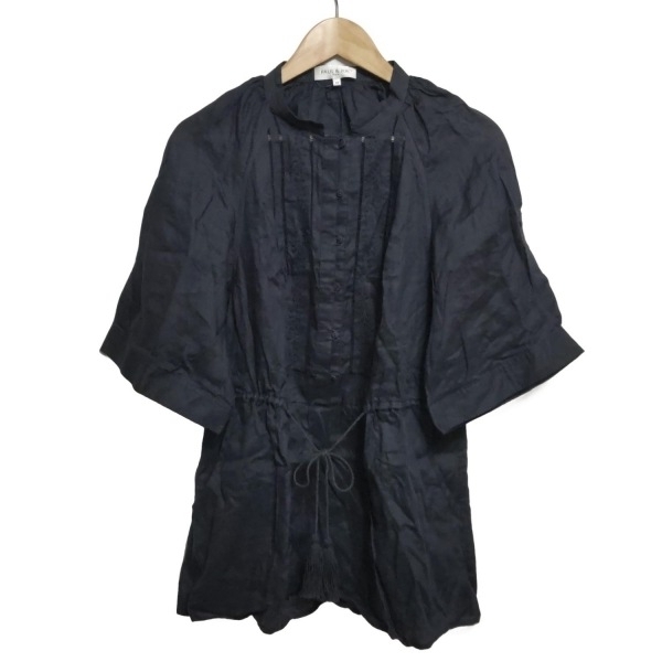 ポール&ジョー Paul&Joe チュニック サイズ38 M - ダークネイビー レディース 七分袖/麻/刺繍 美品 ワンピース拍卖