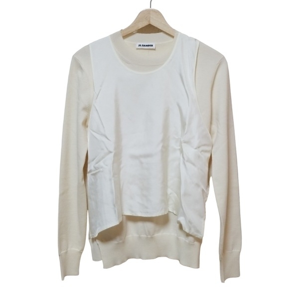 ジルサンダー JILSANDER 長袖セーター/ニット サイズ34 XS J02GP0123 - アイボリー レディース クルーネック/異素材切り替え 美品 トップス拍卖
