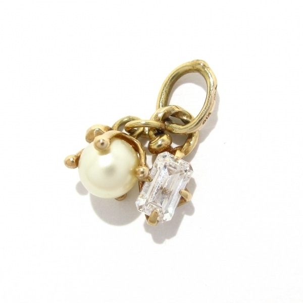 ノーブランド Unbranded ペンダントトップ K10×フェイクパール×ラインストーン パール/総重量0.8g 美品 アクセサリー(他)拍卖