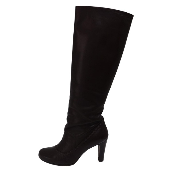 マヌーカ MANOUQUA ロングブーツ 37 - レザー ダークブラウン レディース ステッチ/アウトソール張替済 靴拍卖