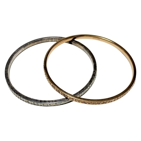 フォリフォリ FolliFollie バングル - シルバー×ピンクゴールド 2連 アクセサリー(腕)拍卖